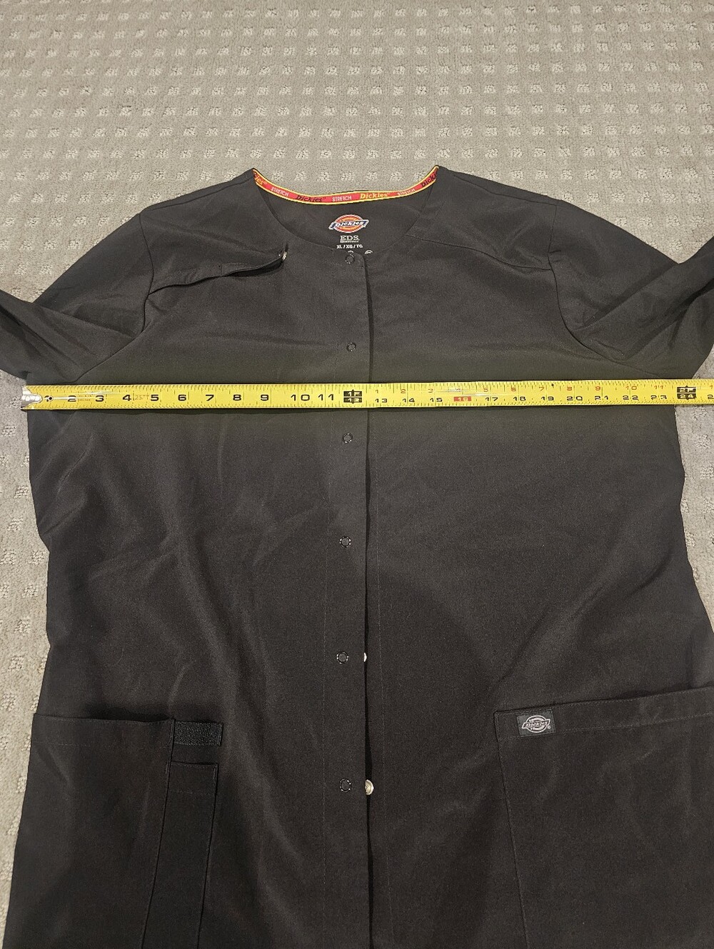 Women's Dickies EDS Black Snap Button Medical Scrub Jacket XL. - Picture 3 of 5